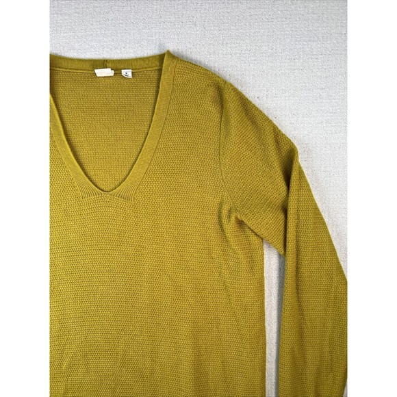 GAP Mustard Gold V-Neck Sweater Merino Wool Blend Womens Medium - Picture 4 of 10